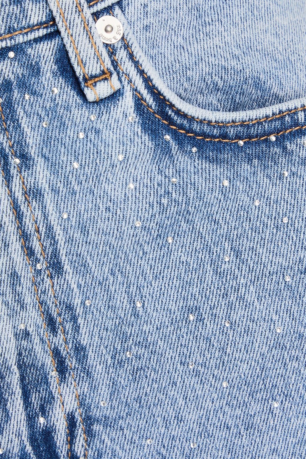 RAG & BONE جينز هارلو قصير بأرجل مستقيمة وخصر مرتفع مزيّن بالكريستال
