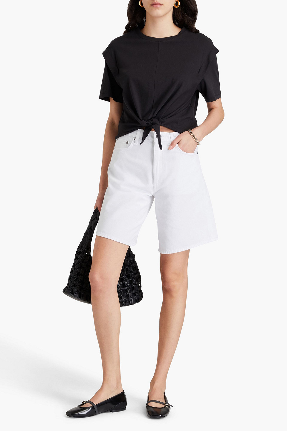 Rag & Bone Black Mica Tie T-shirt In Black