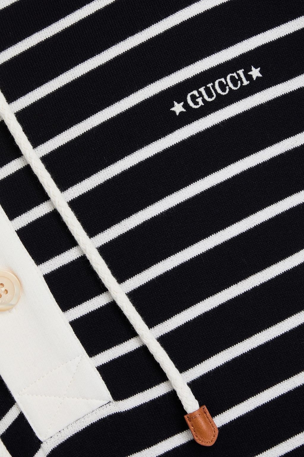 GUCCI كنزة هودي مصنوعة من قطن تيري الفرنسي المطاطي بتصميم مخطط