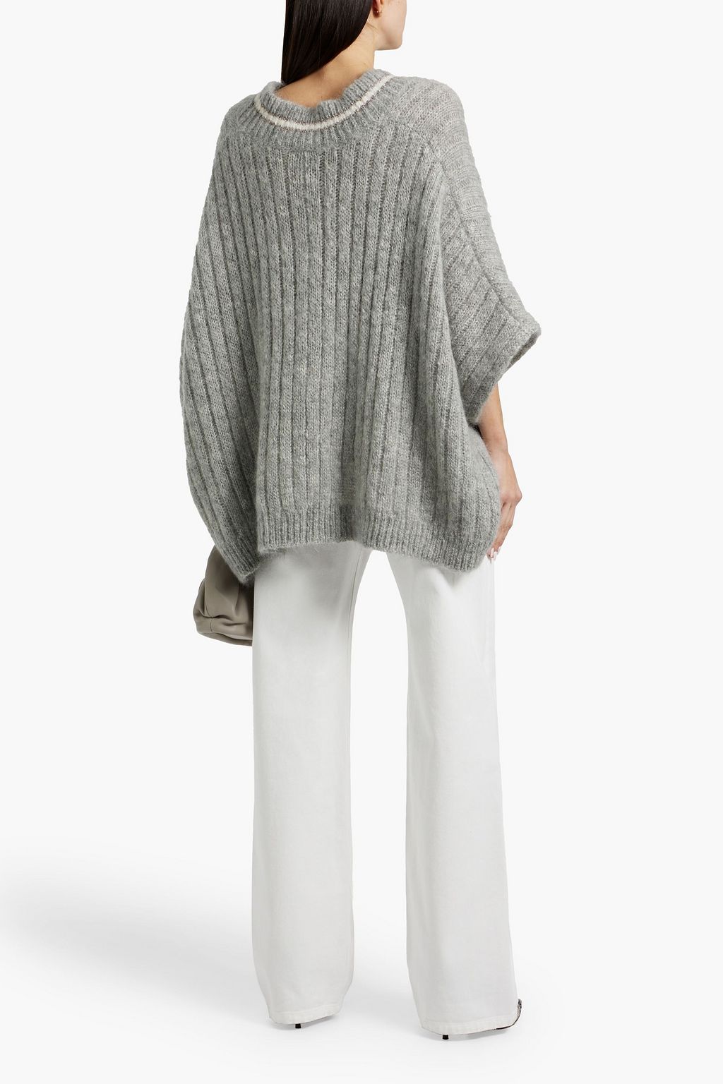 BRUNELLO CUCINELLI 디스트레스드 디테일 하이라이즈 와이드 레그 진