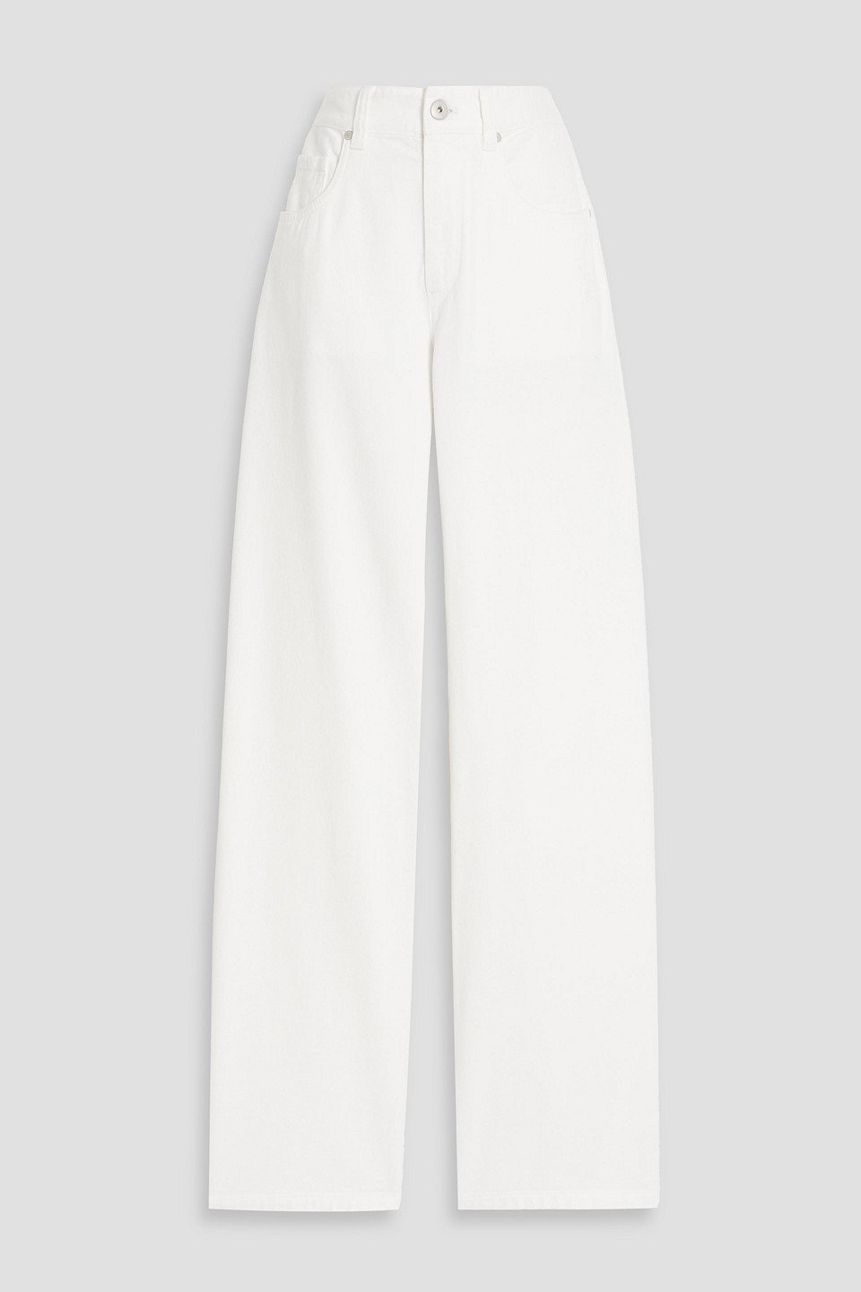 Brunello Cucinelli Distressed High-rise Wide-leg Jeans In White