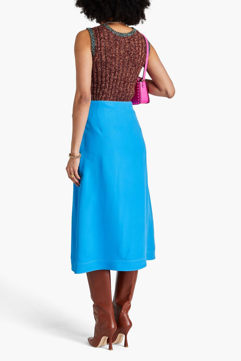 VALENTINO GARAVANI Wrap-effect silk-crepe midi skirt