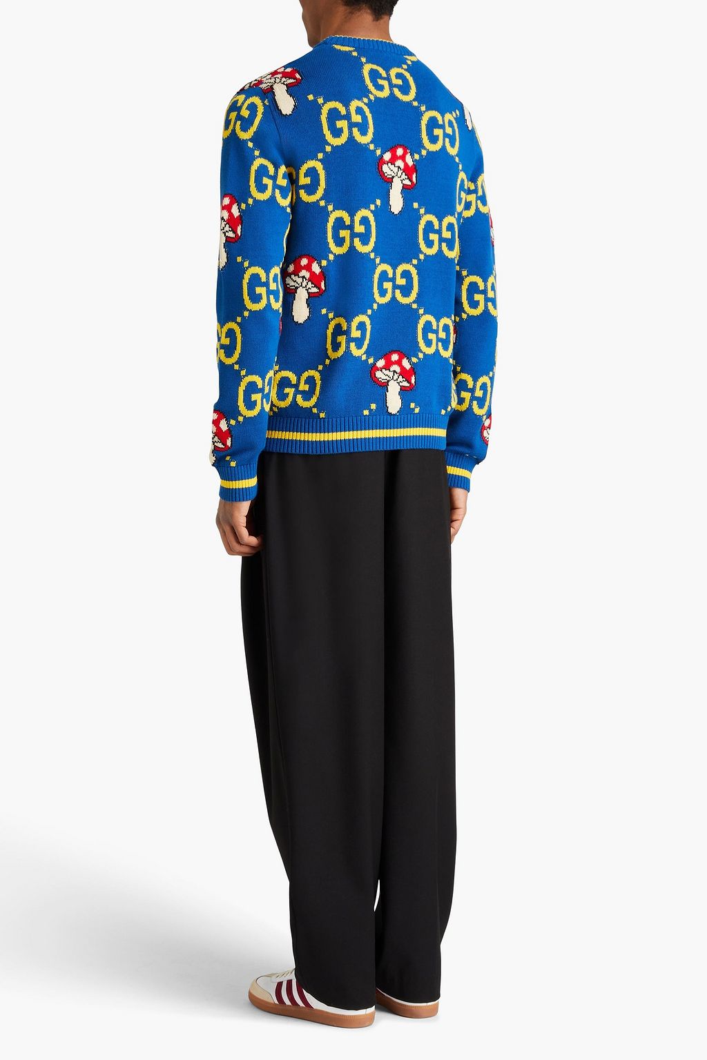 GUCCI كنزة رياضية مصنوعة من مزيج الصوف والقطن بحبكة إنتارسيا