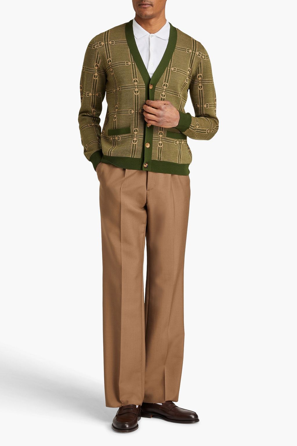 GUCCI Jacquard-knit wool cardigan