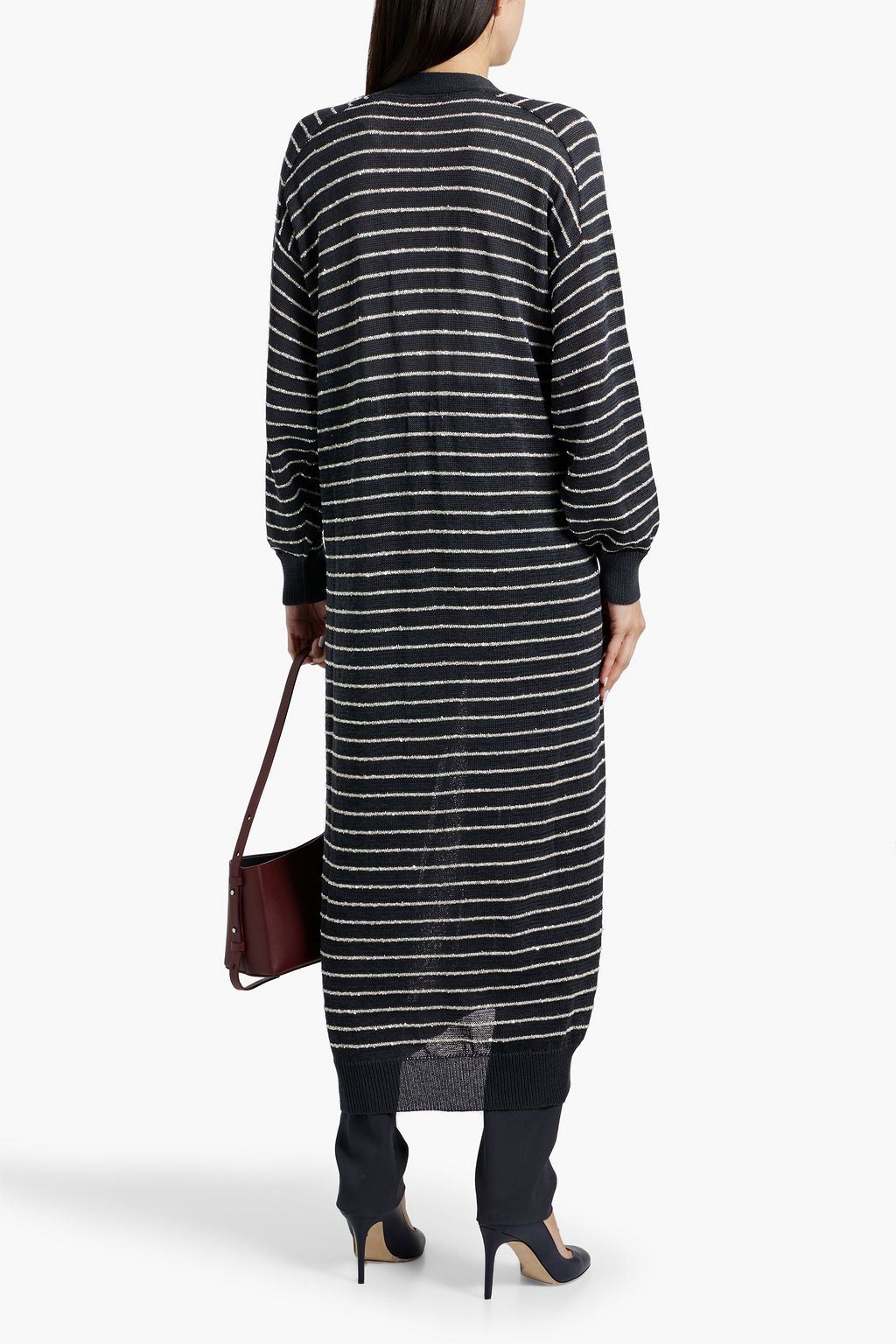 BRUNELLO CUCINELLI Striped sequin-embellished cotton cardigan