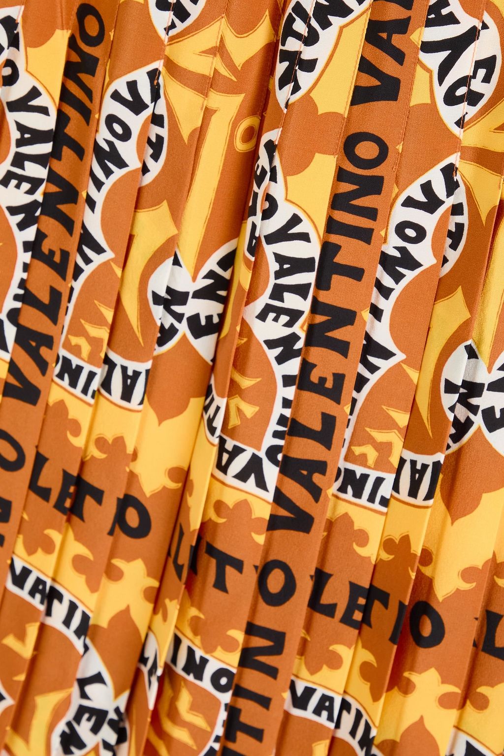 VALENTINO GARAVANI Pleated printed silk-crepe skirt
