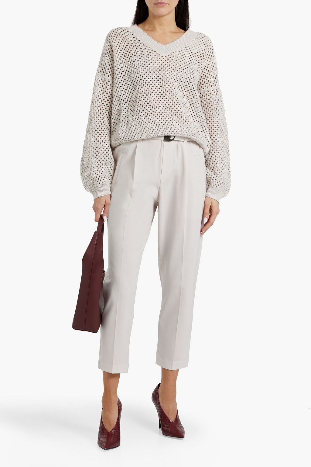 BRUNELLO CUCINELLI Belted woven tapered pants