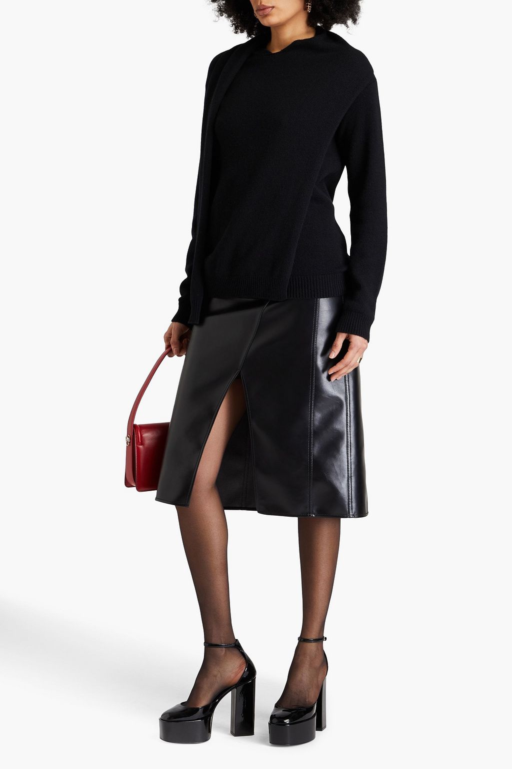 VALENTINO GARAVANI Draped cashmere and wool-blend sweater