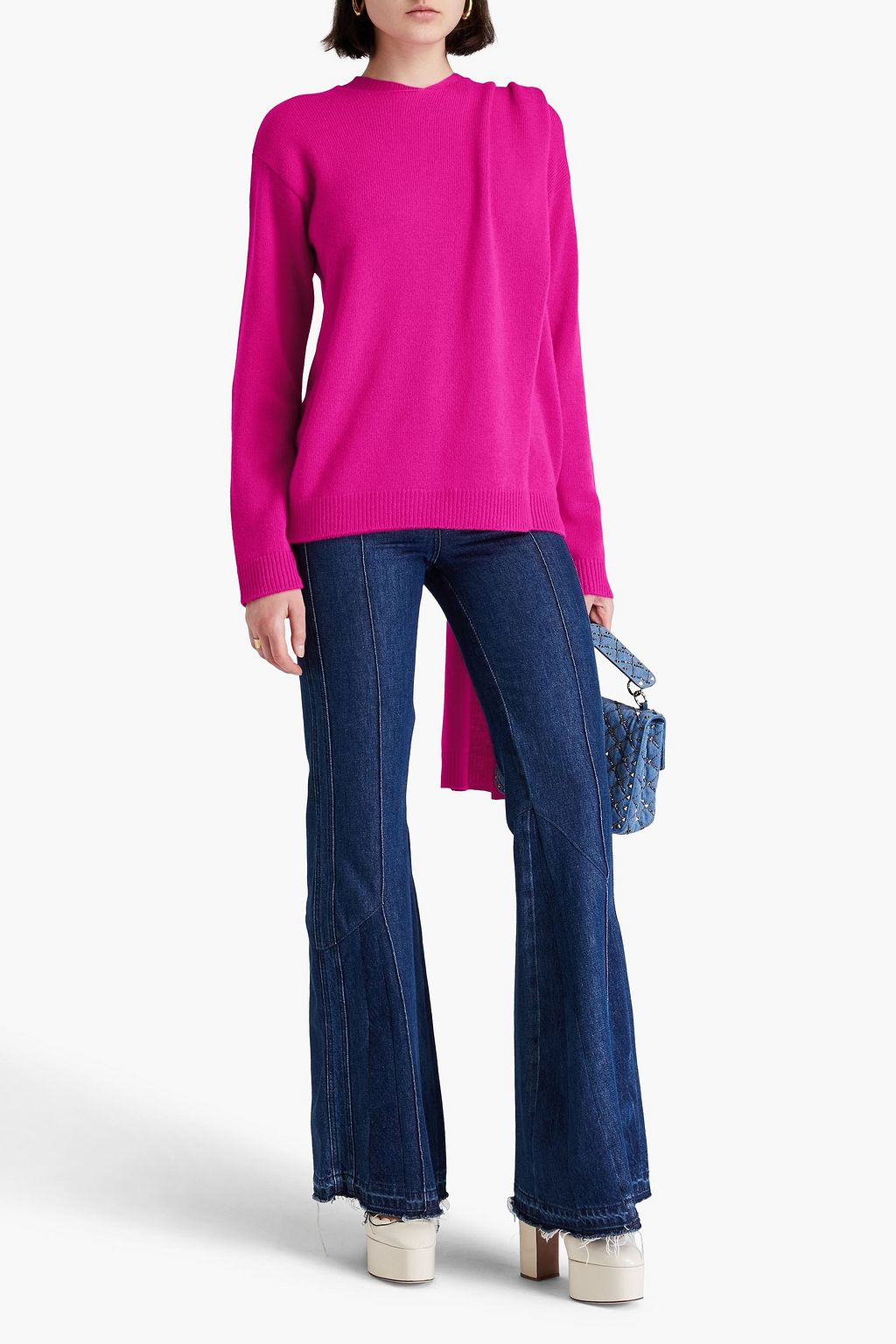 VALENTINO GARAVANI Draped cashmere and wool-blend sweater