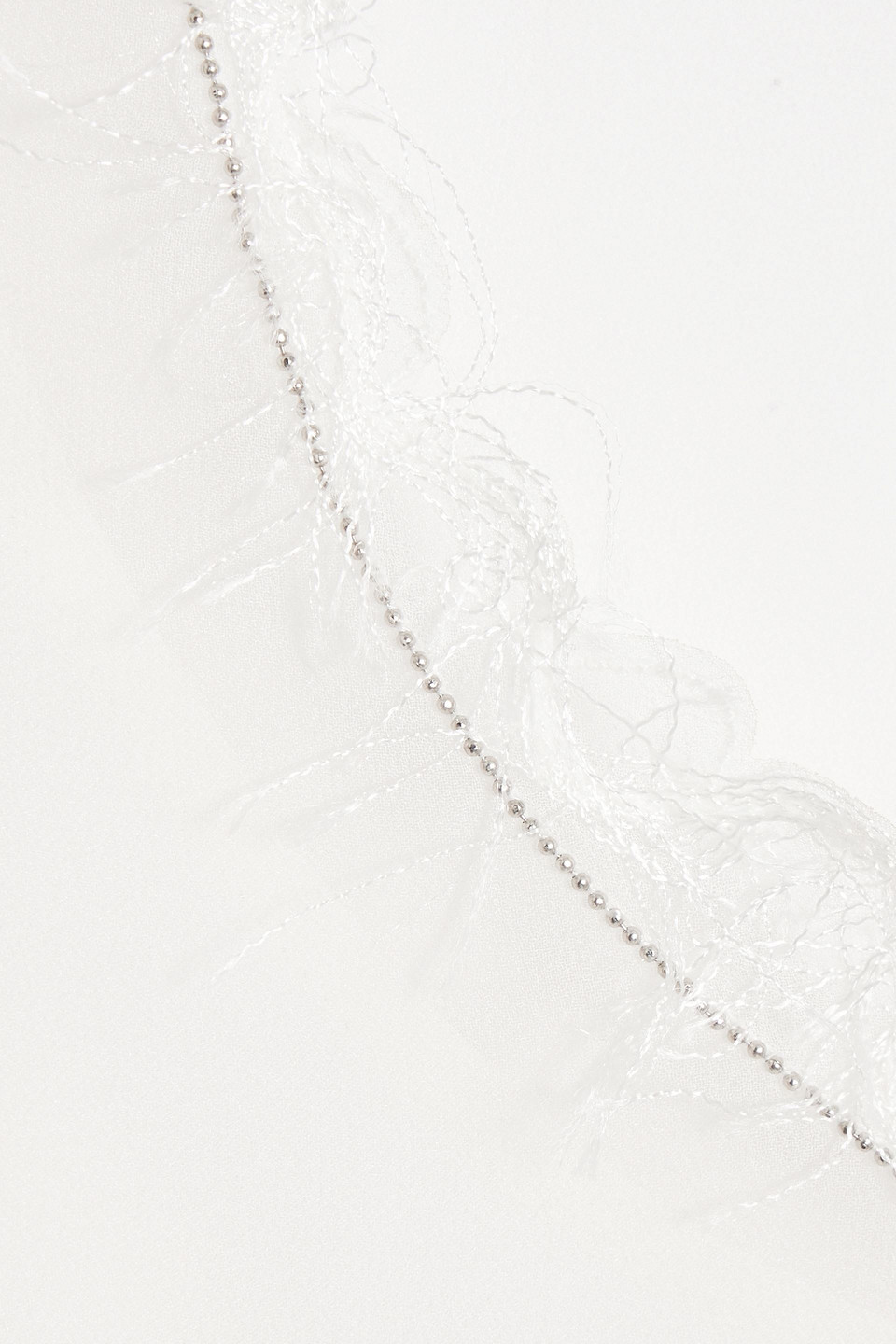Brunello Cucinelli Frayed Silk-chiffon Top In Off-white