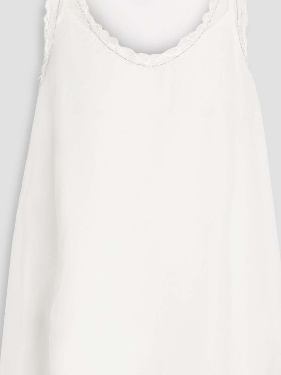 frayed silk-chiffon top