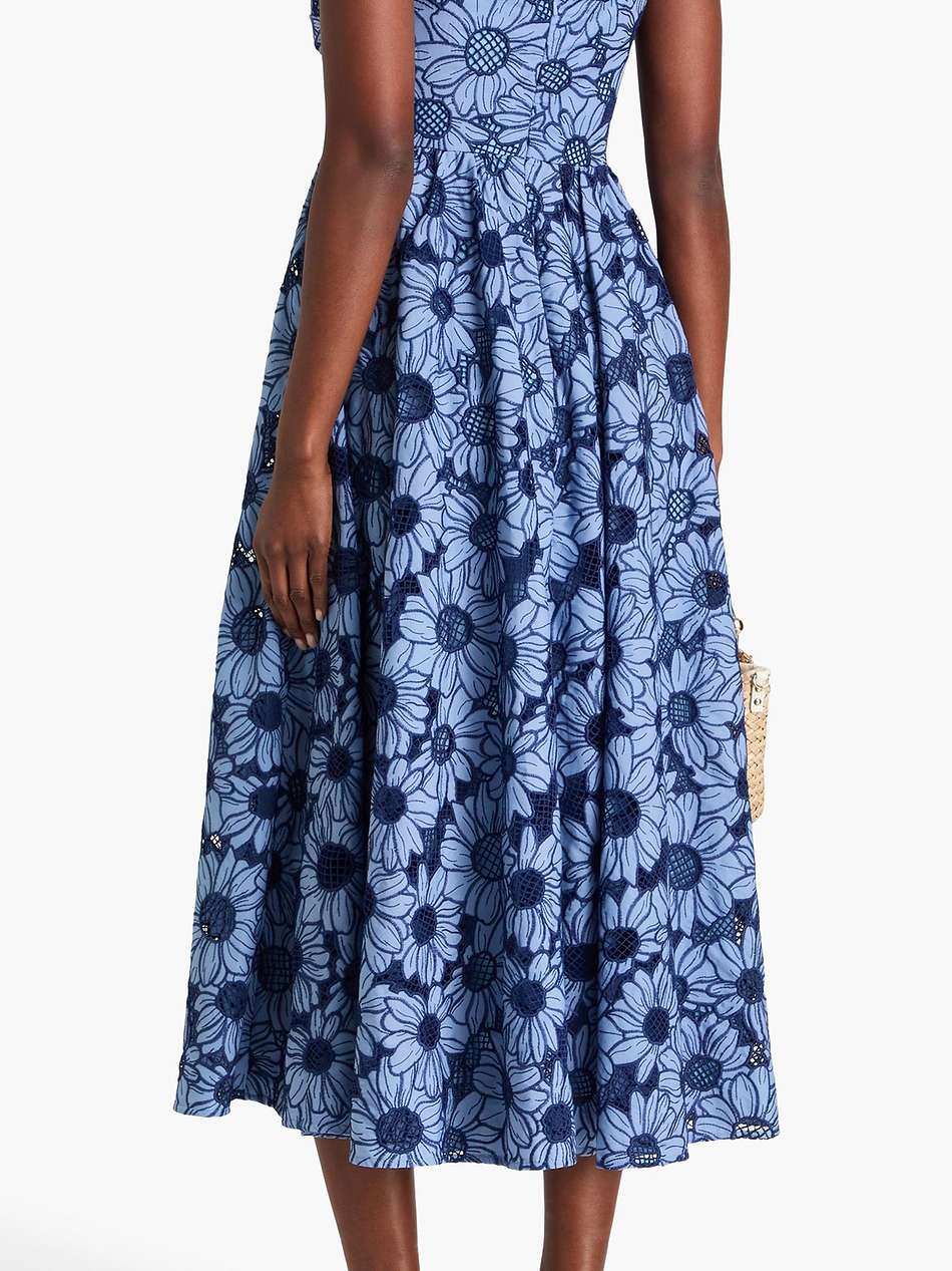 pleated lace midi dress