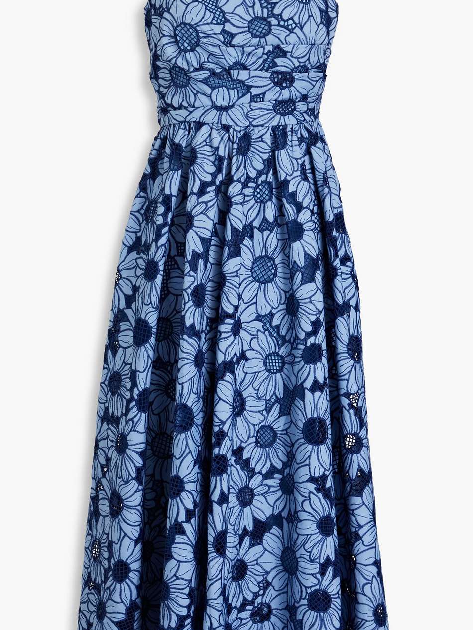 pleated lace midi dress