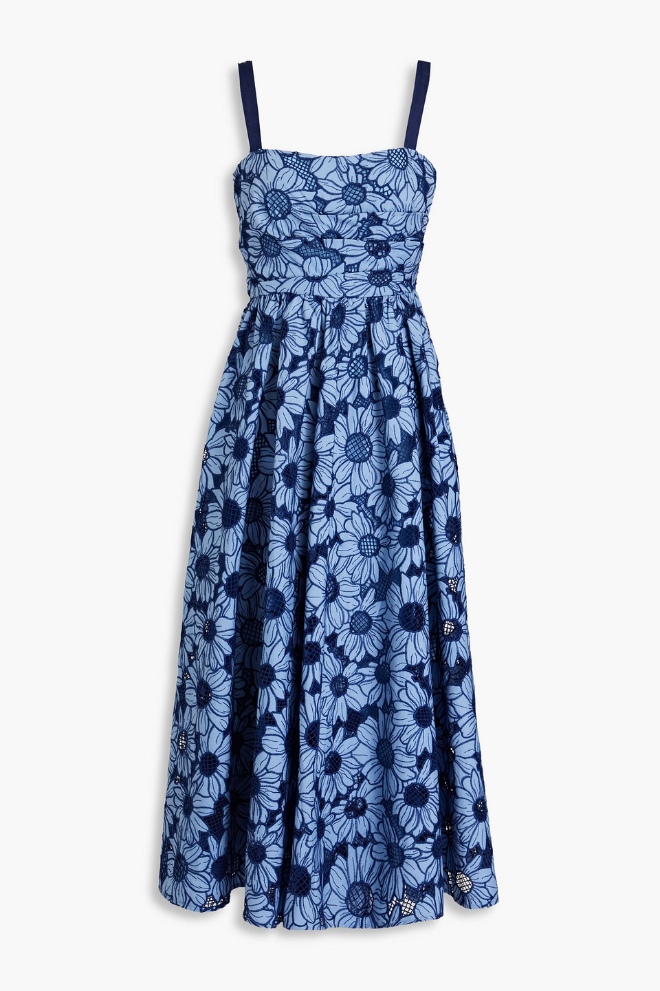 Pleated lace midi dress