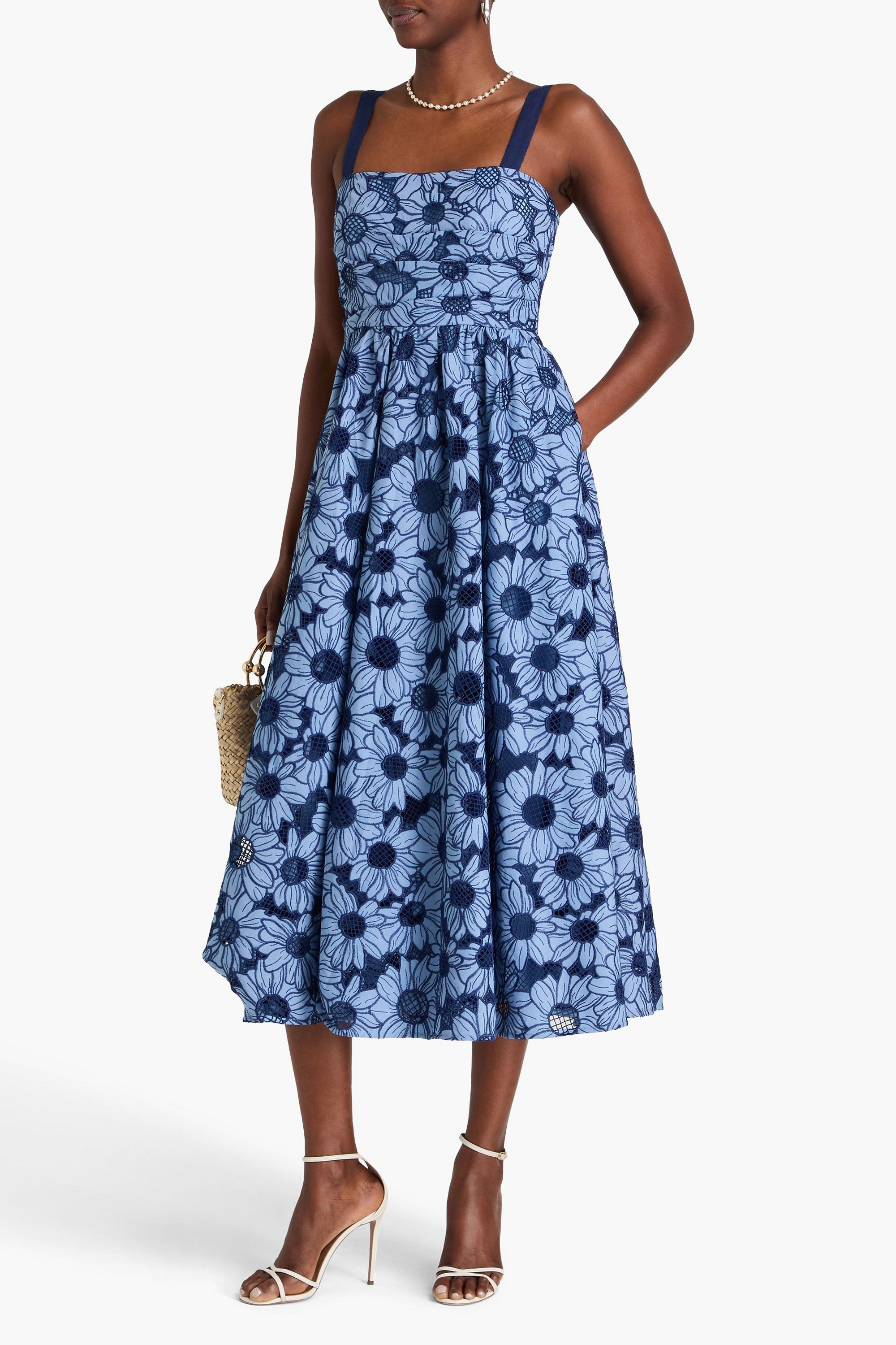 MIKAEL AGHAL Pleated lace midi dress