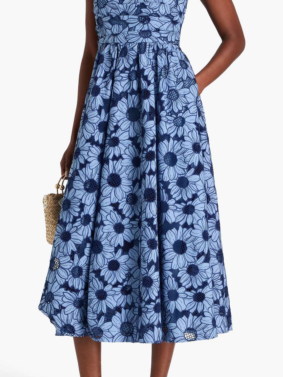 pleated lace midi dress