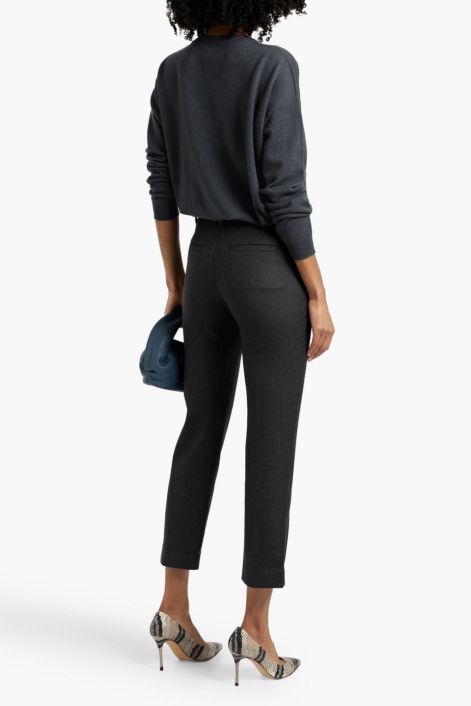Brunello Cucinelli Cropped Wool-blend Twill Slim-leg Pants In Gray