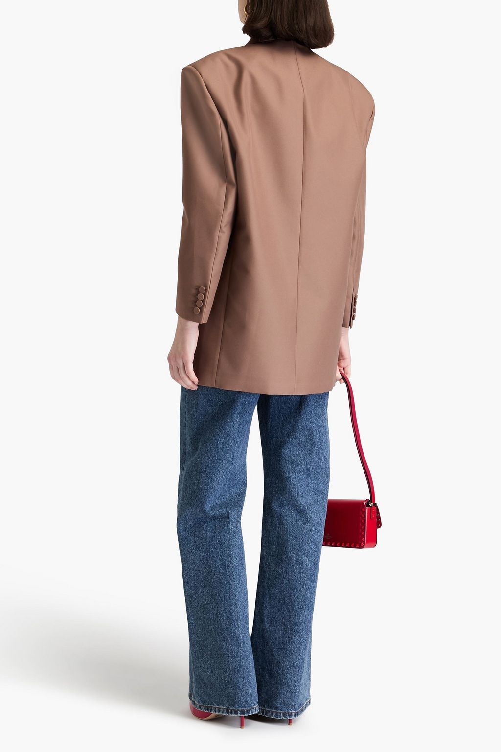 VALENTINO GARAVANI Doppelreihiger Blazer aus Grain de Poudre mit Federbesatz