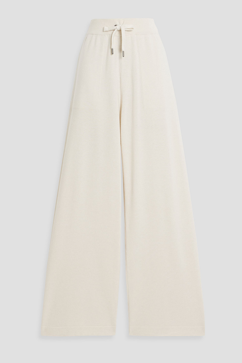 Brunello Cucinelli Bead-embellished Wool, Cashmere And Silk-blend Wide-leg Pants In Ecru