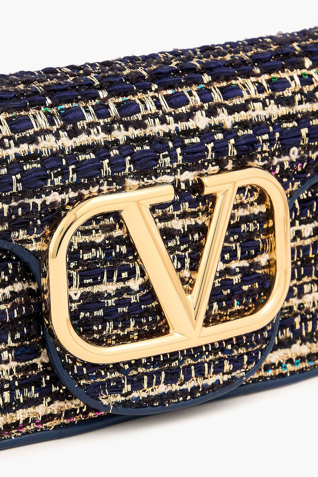 VALENTINO GARAVANI Locò small leather and metallic tweed shoulder bag