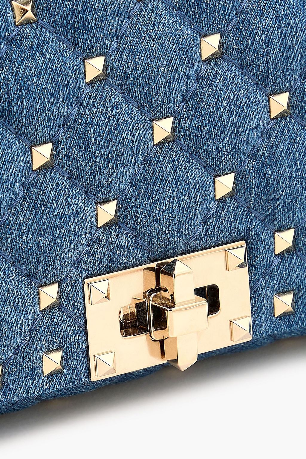 VALENTINO GARAVANI Rockstud quilted denim cross-body bag