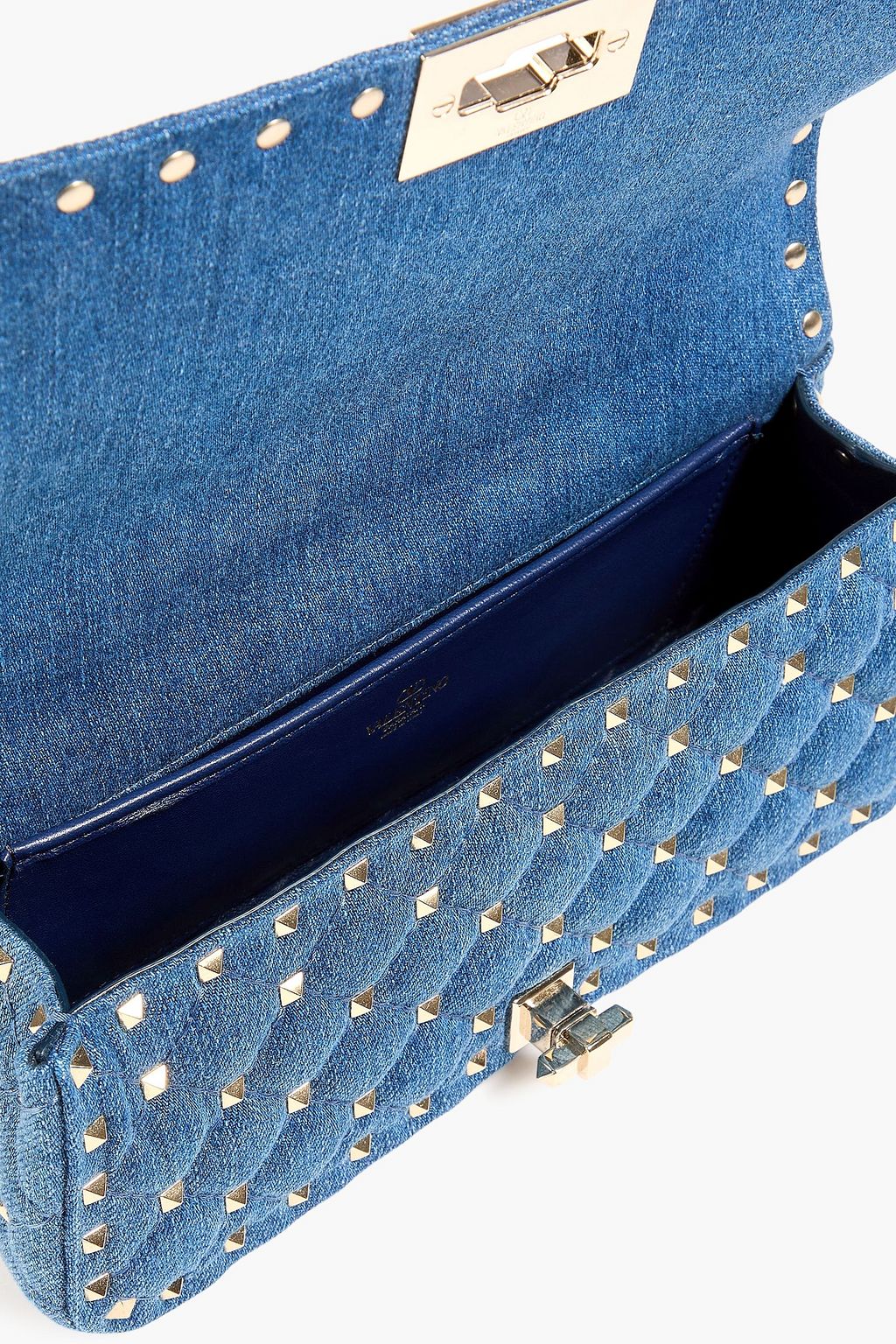 VALENTINO GARAVANI Rockstud quilted denim cross-body bag