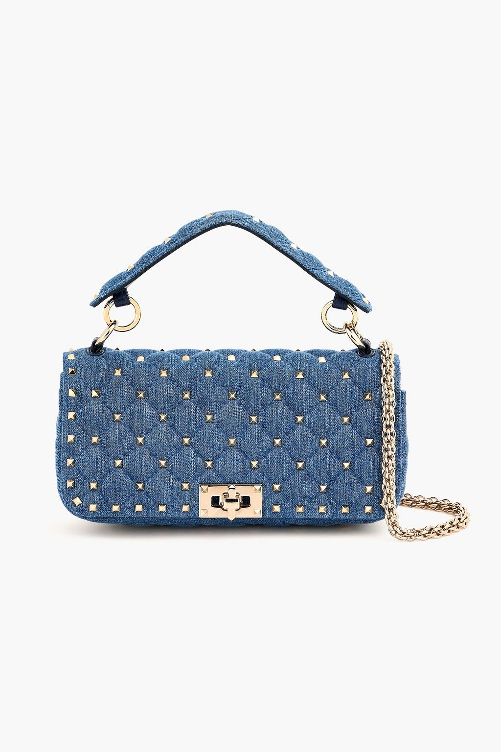 VALENTINO GARAVANI Rockstud quilted denim cross-body bag