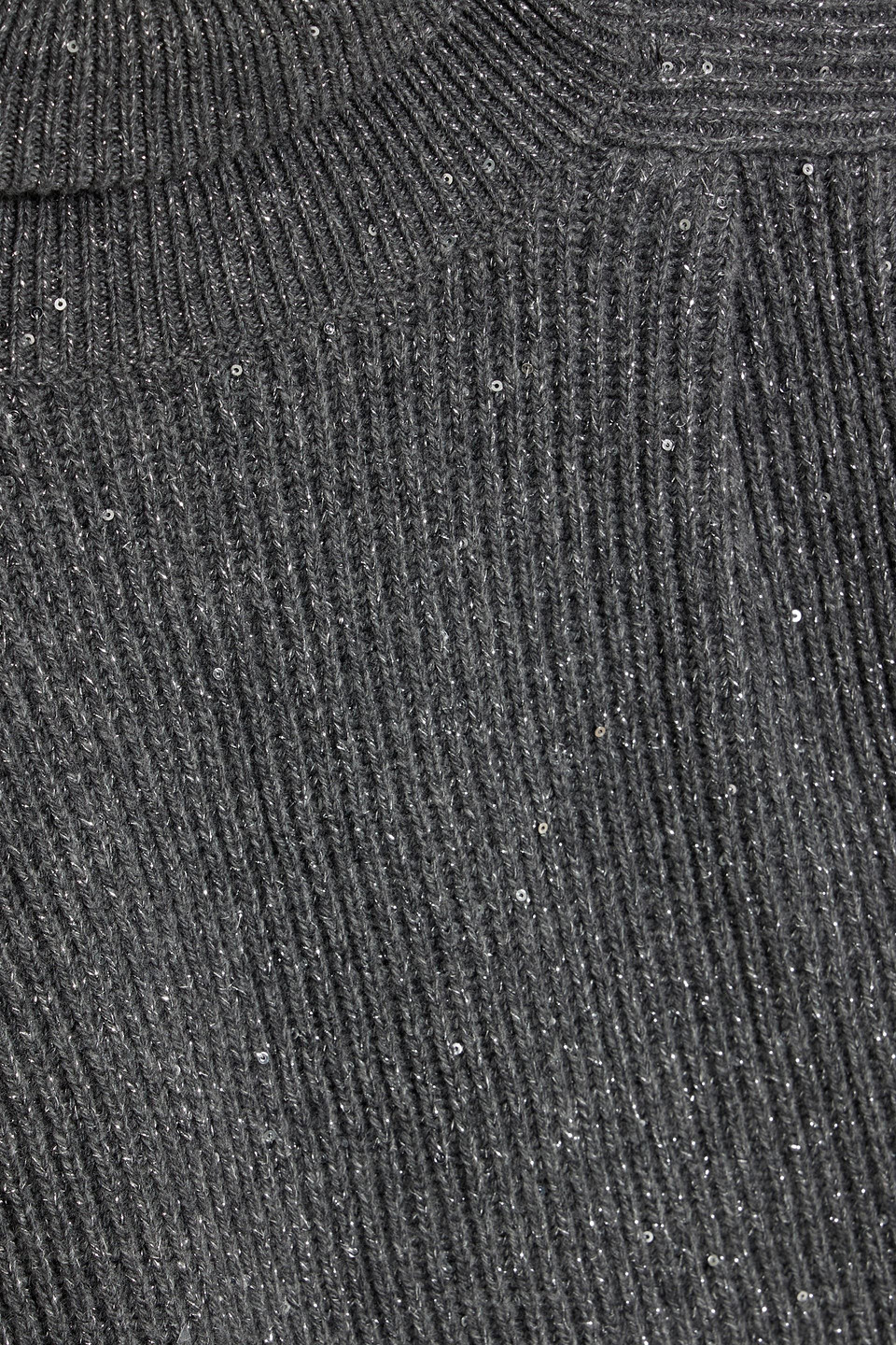 BRUNELLO CUCINELLI SEQUIN-EMBELLISHED METALLIC RIBBED-KNIT TURTLENECK VEST 