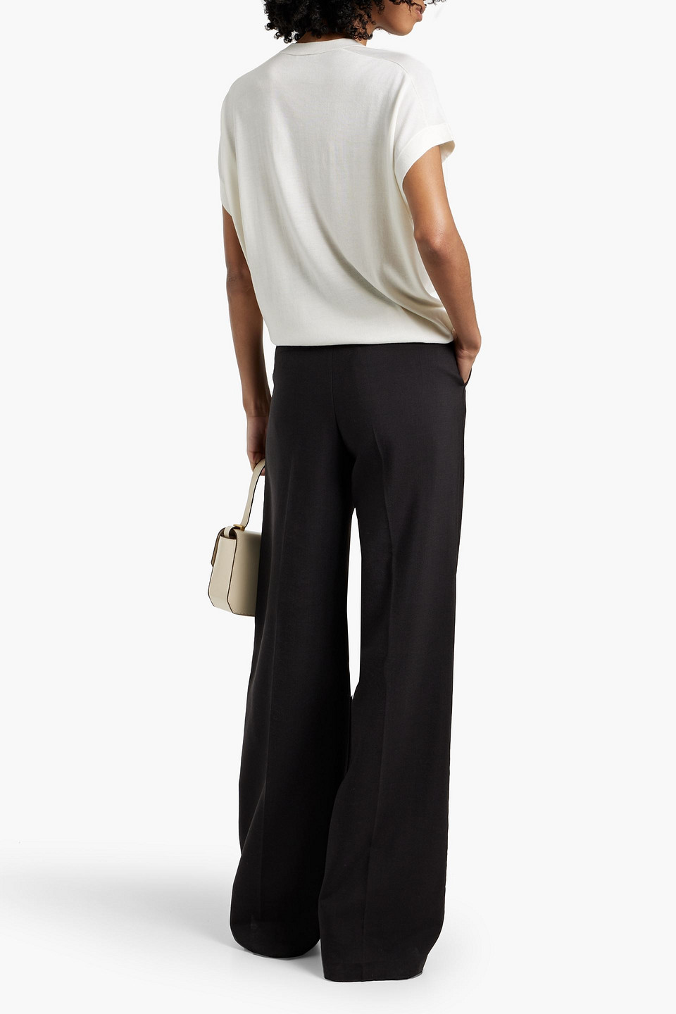 Brunello Cucinelli Bead-embellished Cashmere And Silk-blend Top In Ivory