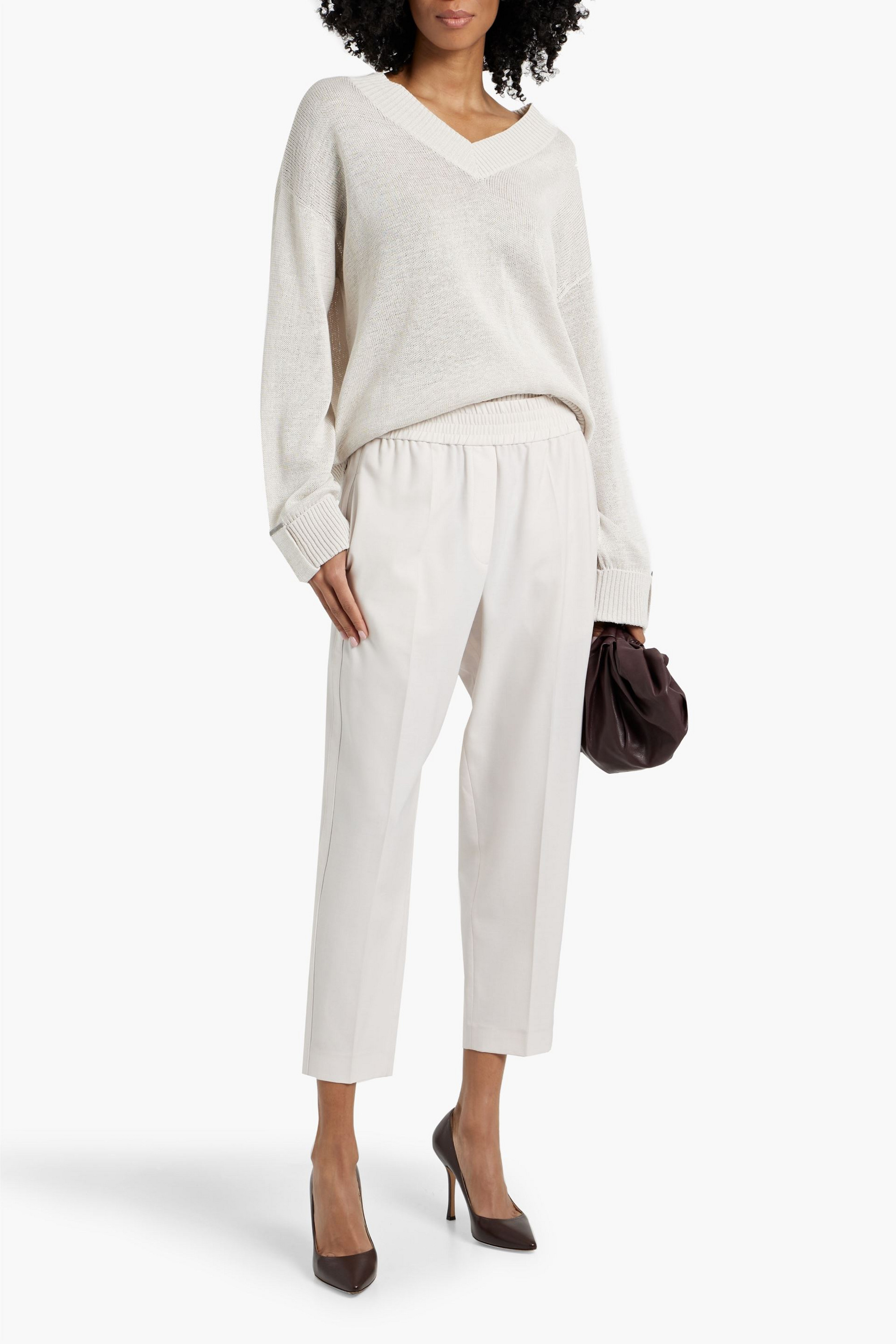 Brunello Cucinelli Bead-embellished cotton sweater