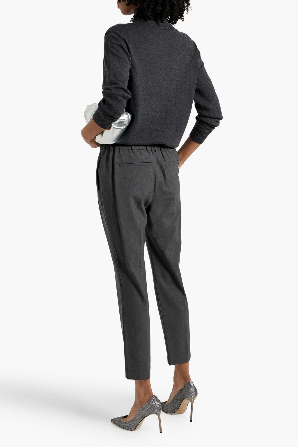 BRUNELLO CUCINELLI Bead-embellished wool-blend tapered pants