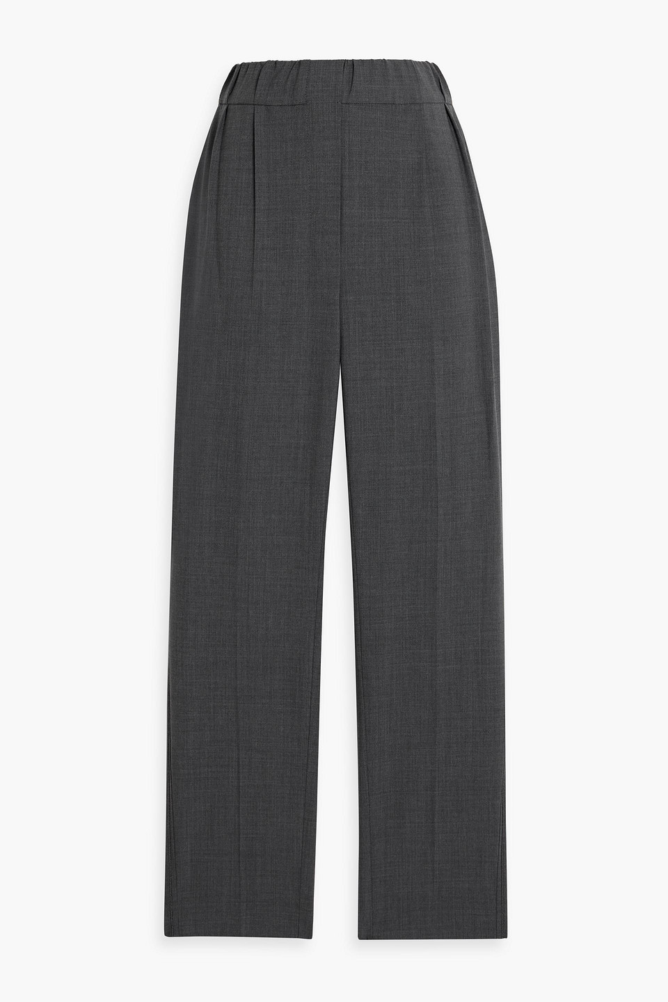 Brunello Cucinelli Bead-embellished Wool-blend Tapered Pants In Gray