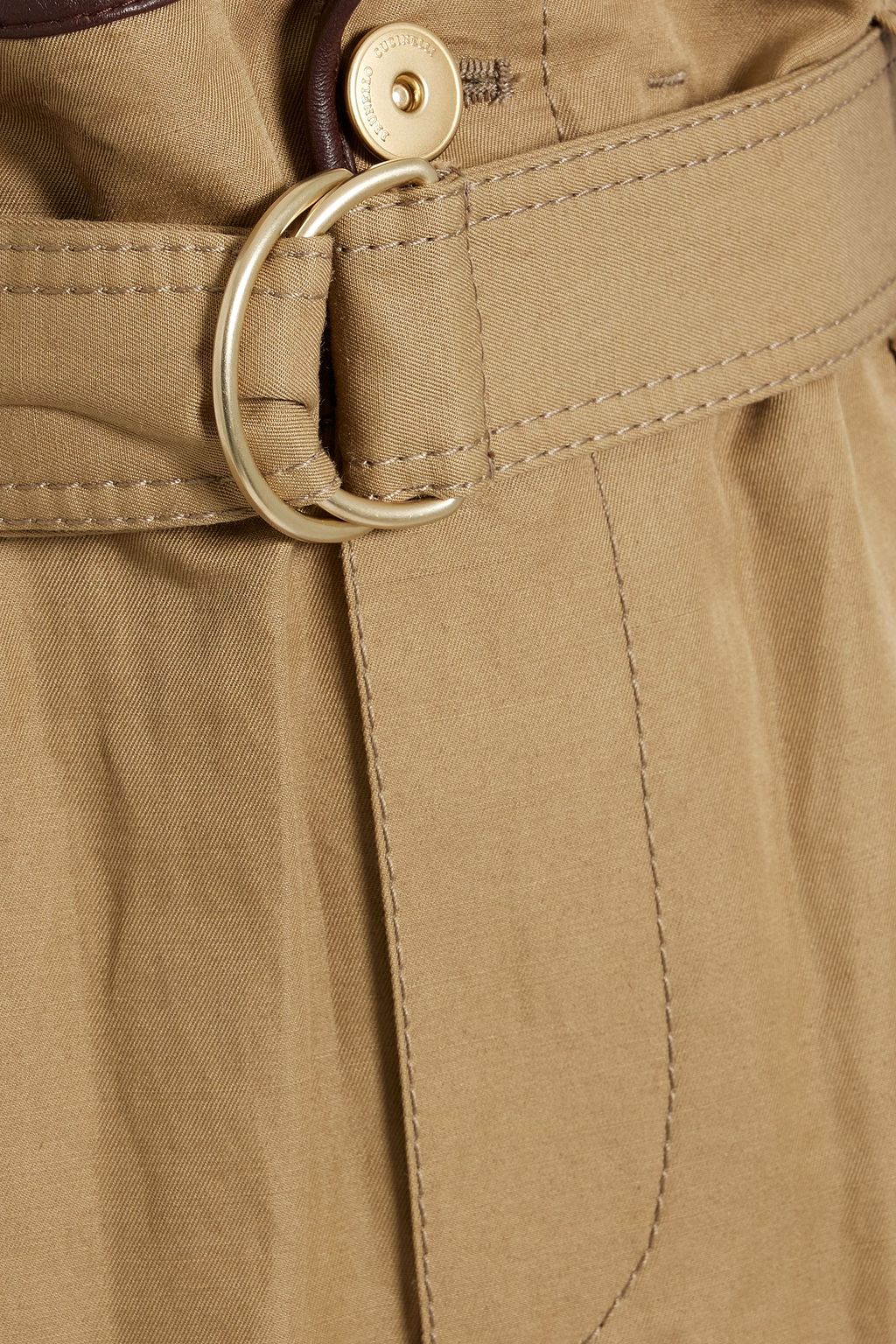 BRUNELLO CUCINELLI Belted cotton and ramie-blend cargo pants