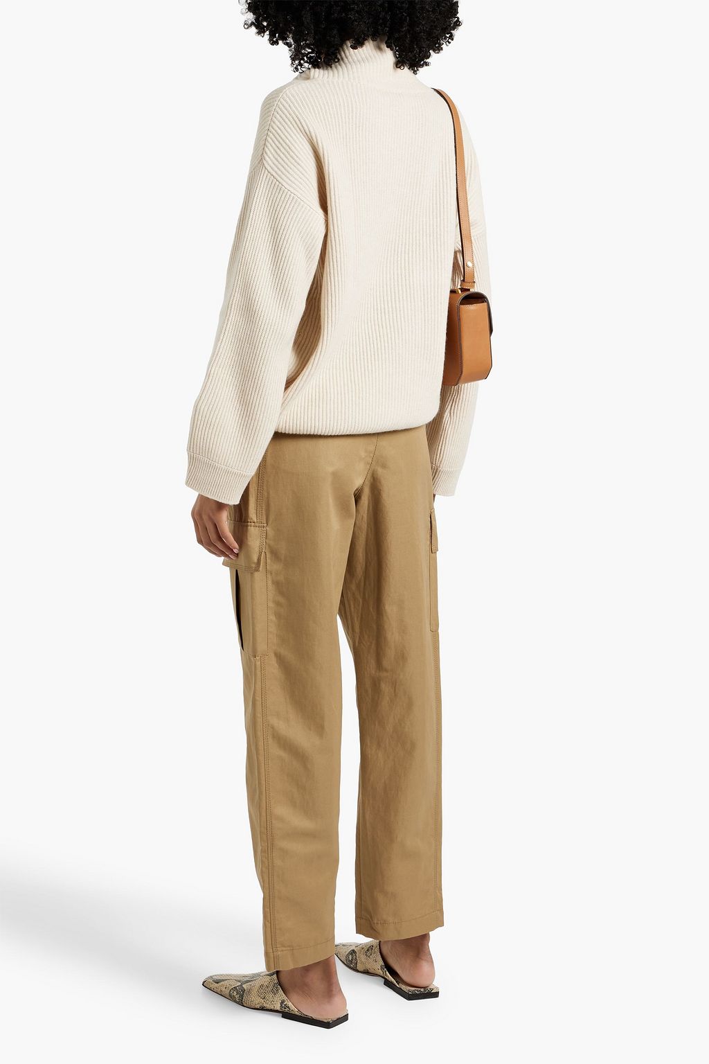 BRUNELLO CUCINELLI Belted cotton and ramie-blend cargo pants