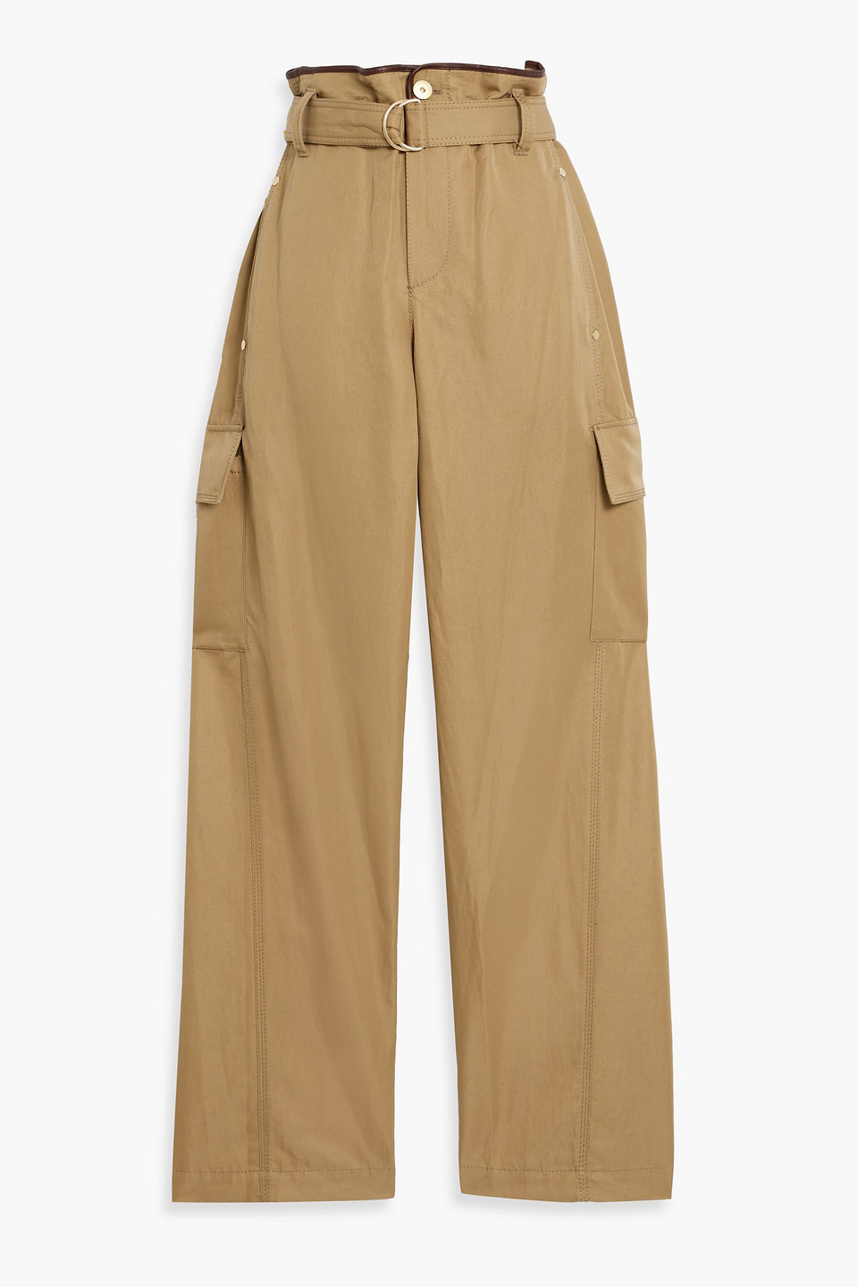Brunello Cucinelli Belted Cotton And Ramie-blend Cargo Pants In Camel