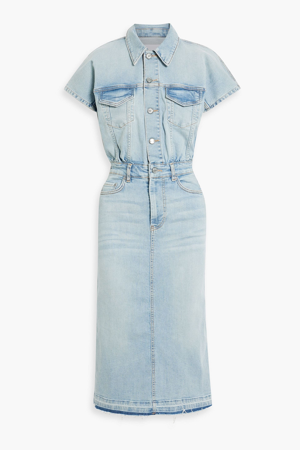 Ganni Stretch Denim Midi Dress In Light Denim