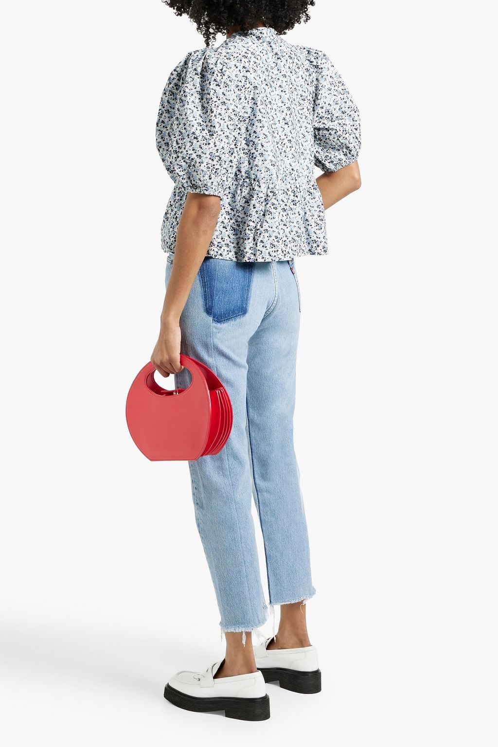 GANNI Printed cotton-poplin top