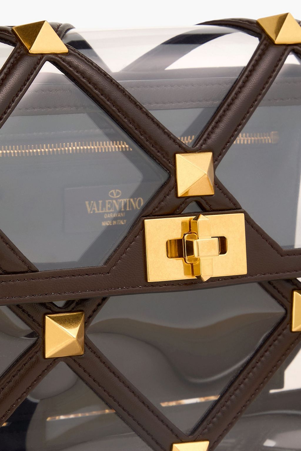 VALENTINO GARAVANI Rockstud leather and PVC shoulder bag