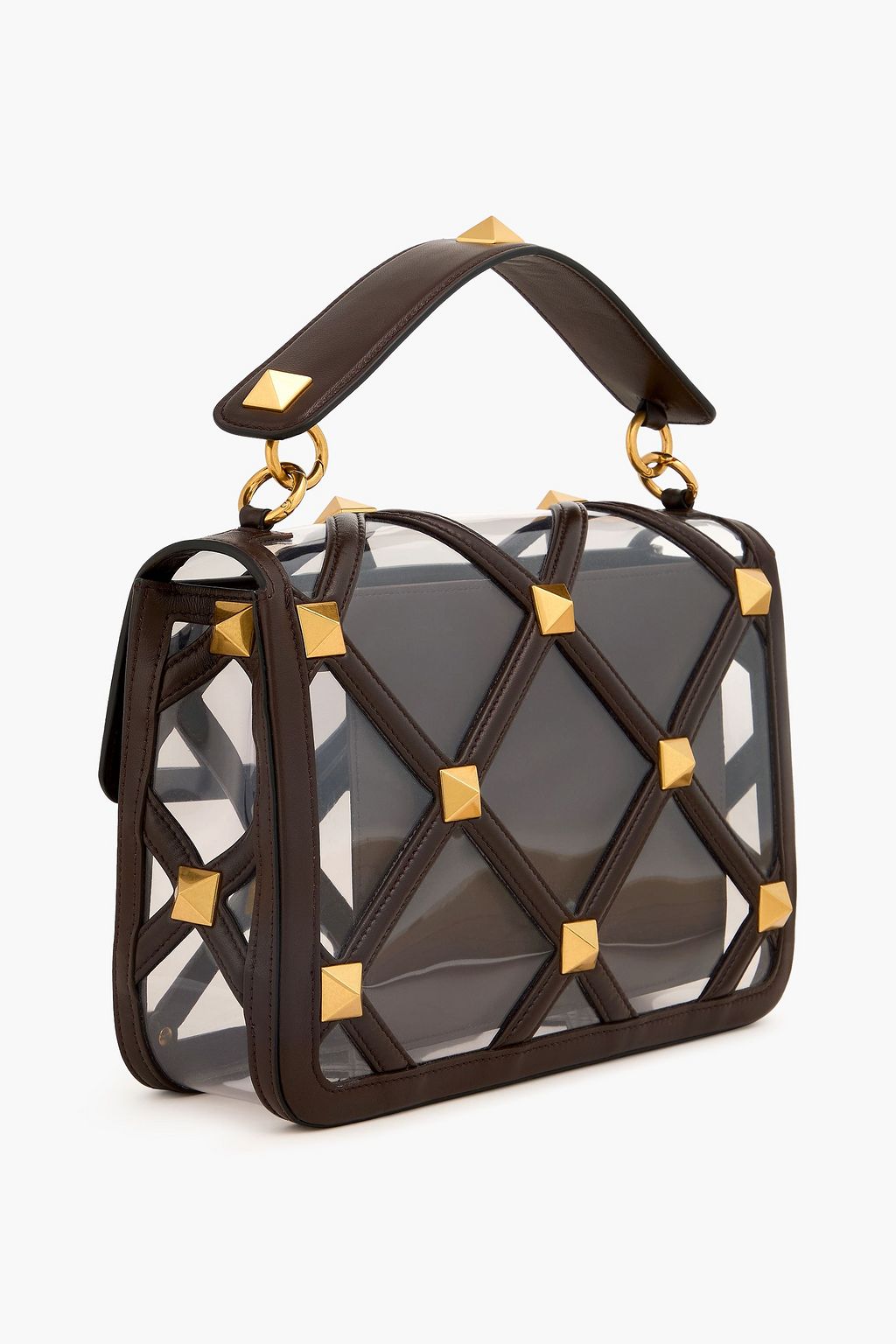 VALENTINO GARAVANI Rockstud leather and PVC shoulder bag