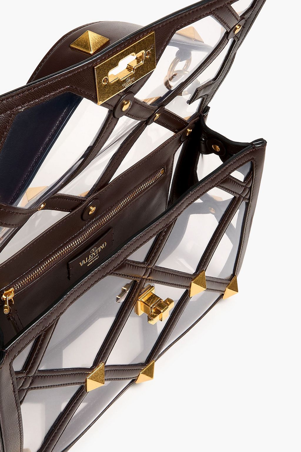 VALENTINO GARAVANI Rockstud leather and PVC shoulder bag