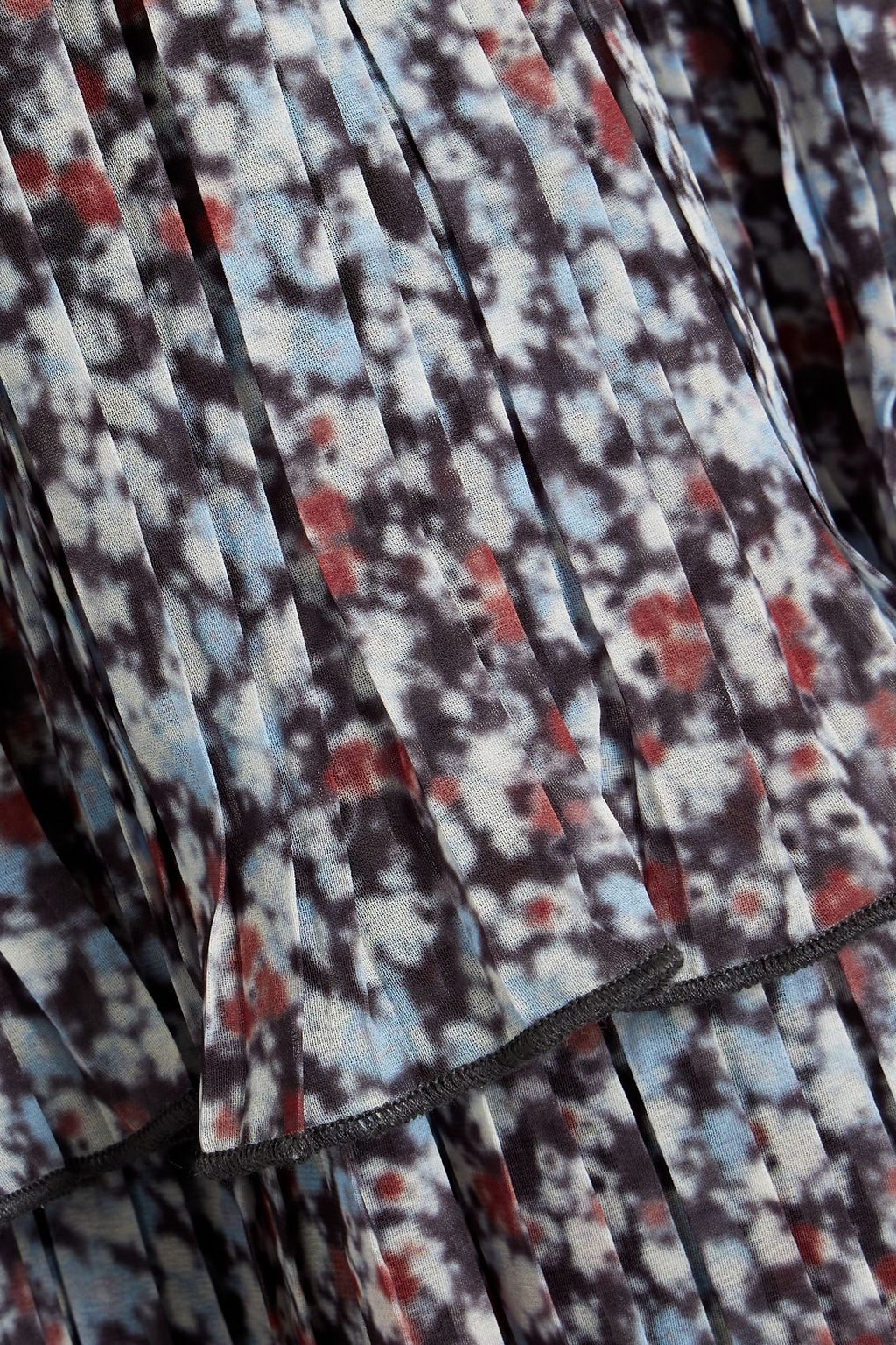 GANNI Tiered printed crepe de chine mini dress