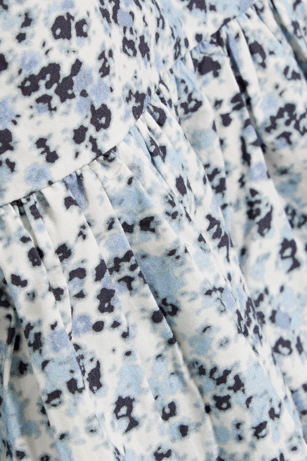 GANNI Gathered printed cotton-poplin midi skirt