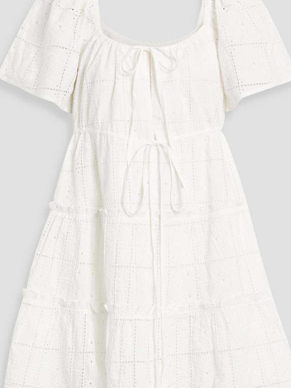 gathered broderie anglaise cotton mini dress