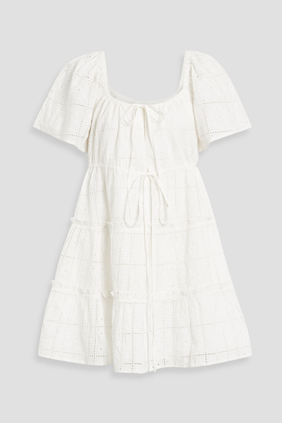 Ganni White Broderie Anglaise Layer Dress In White