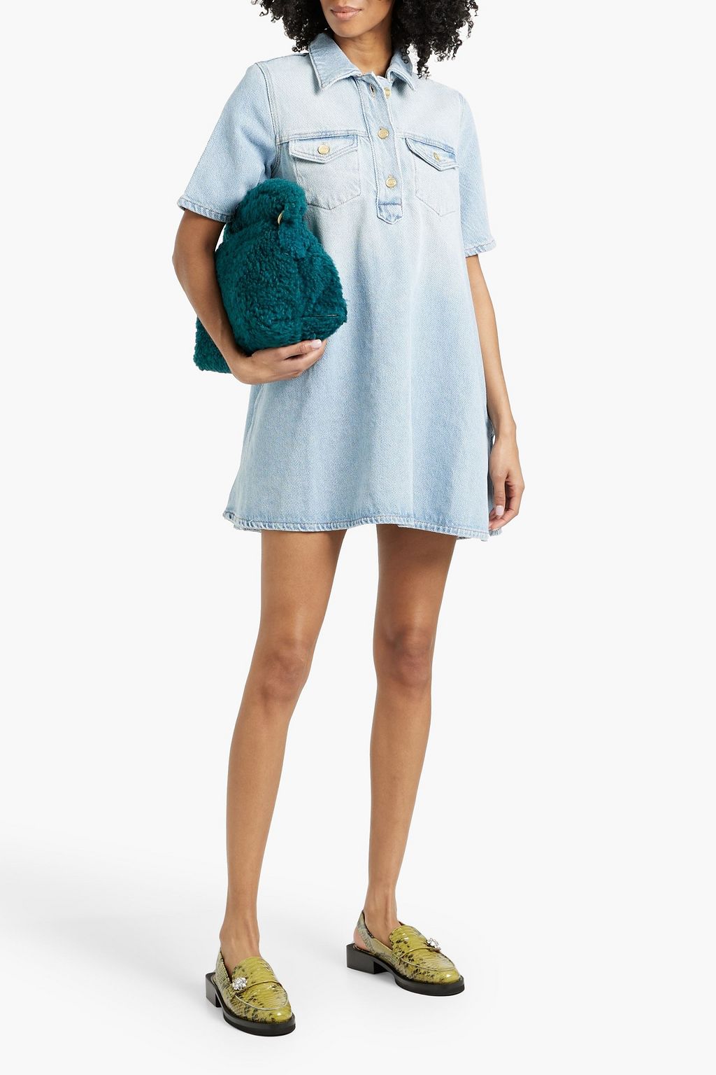 GANNI Denim mini shirt dress