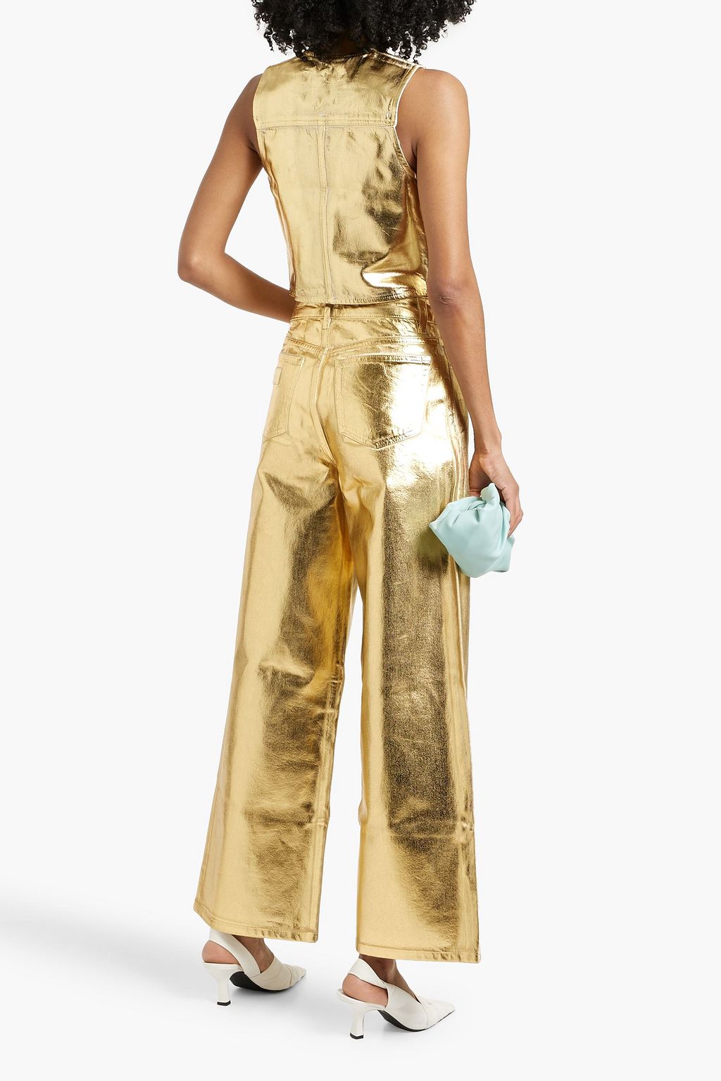 GANNI Metallic denim vest