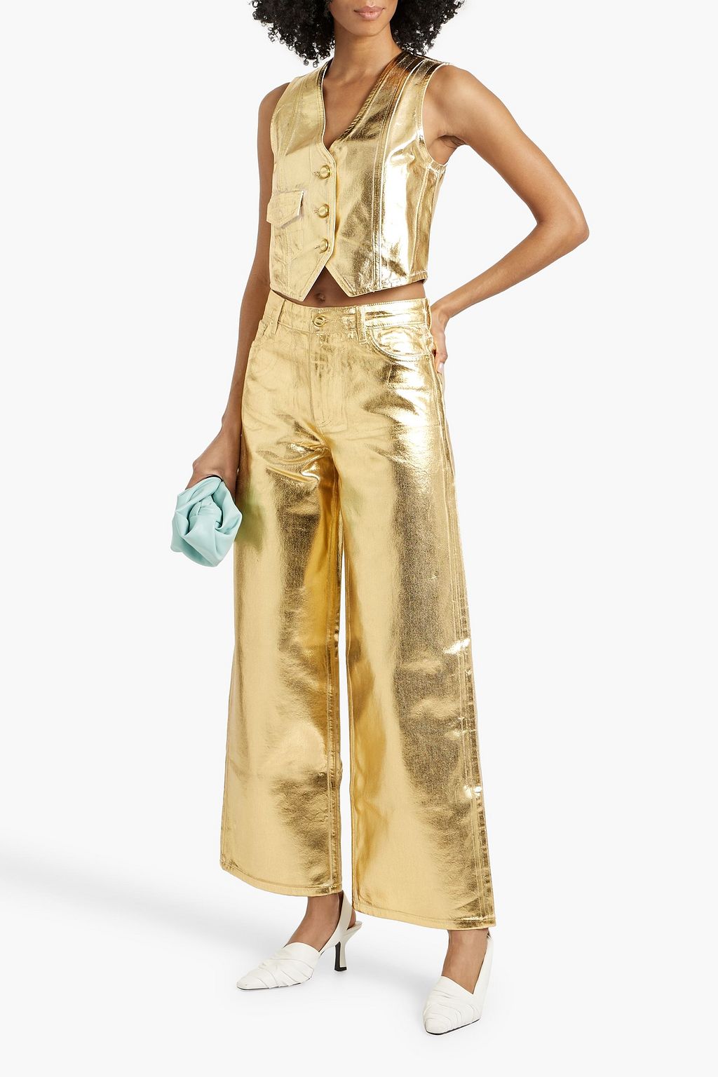 GANNI Metallic denim vest