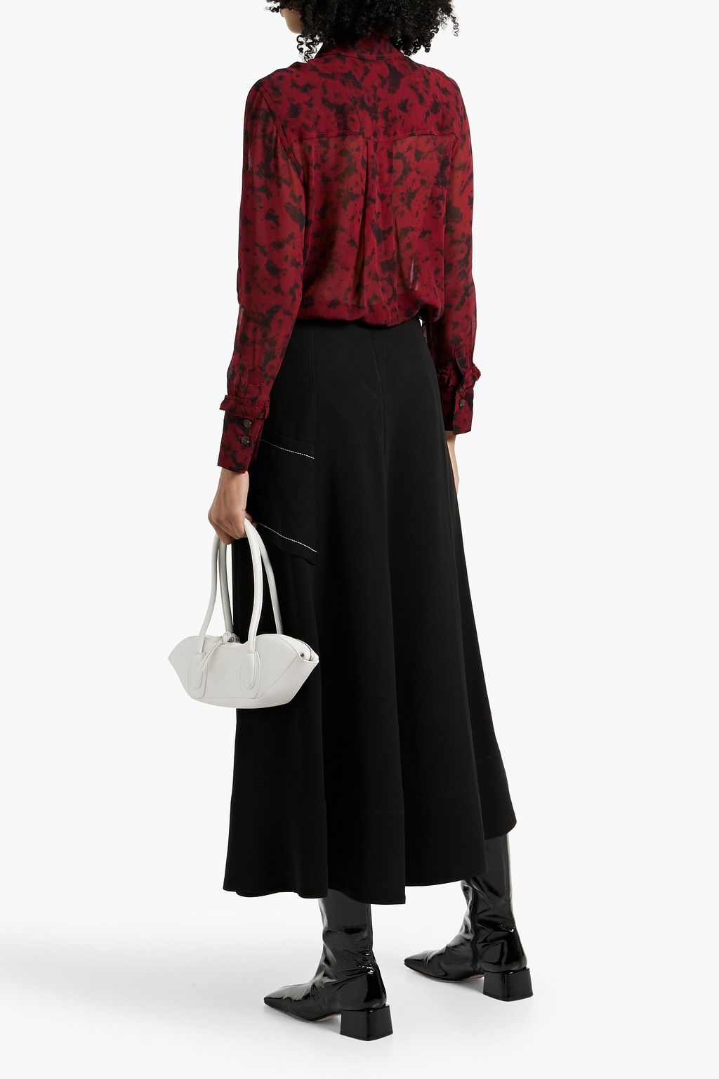 GANNI Ruffled printed chiffon shirt