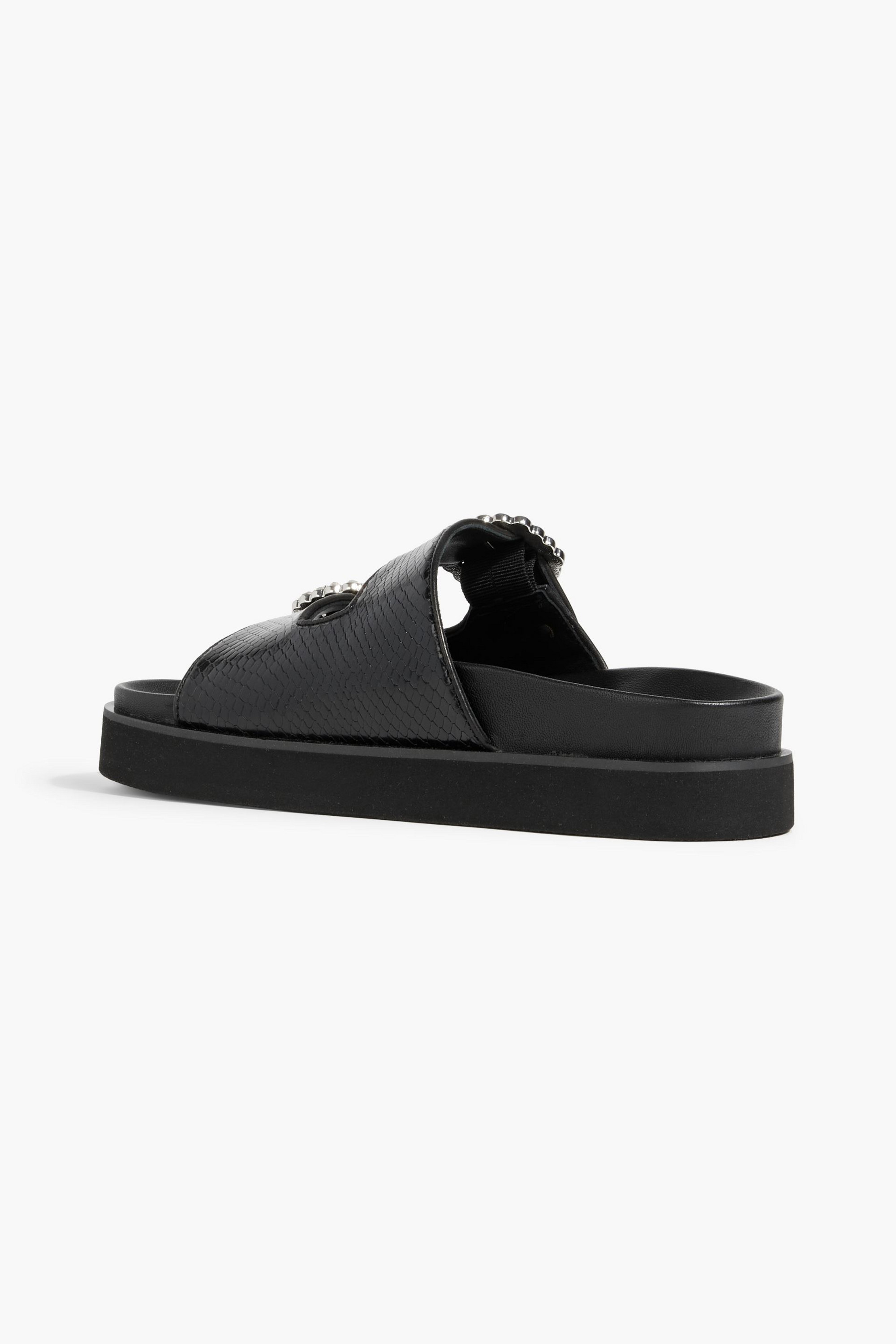MAJE Buckled snake-effect leather sandals thumbnail