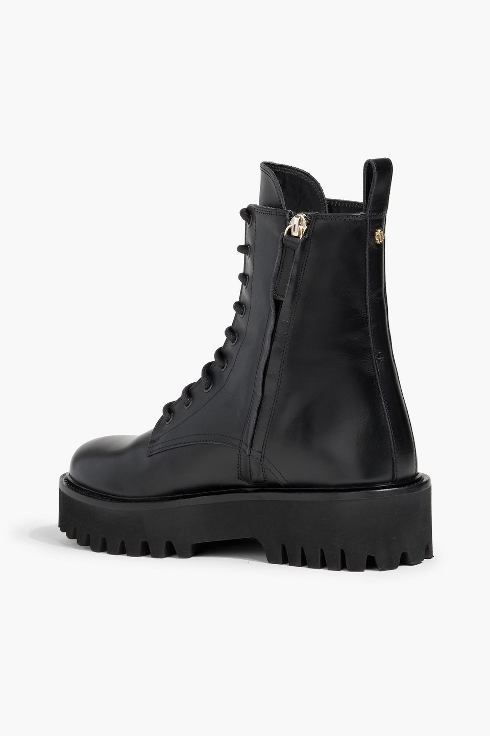 Maje Fredy Leather Lace-up Boots In Black
